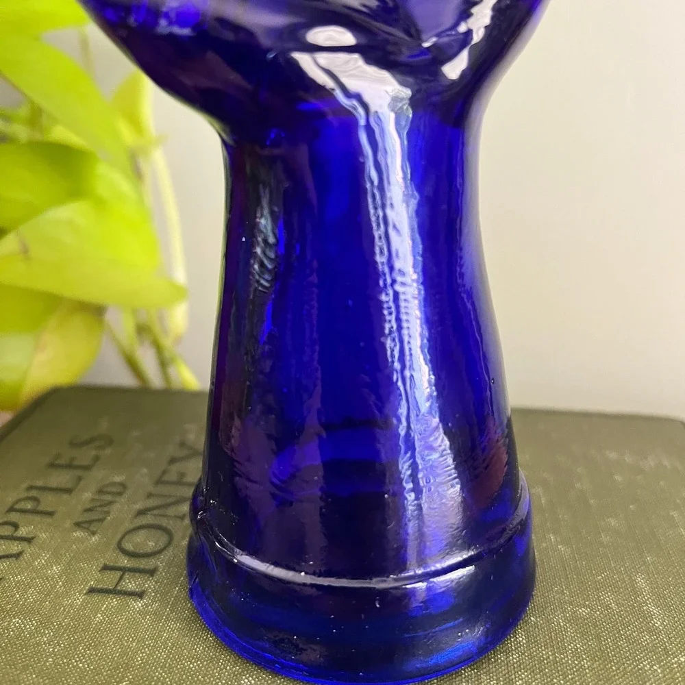 Vintage Cobalt Blue Glass Hand Ring Display Jewelry Holder 8 Inch